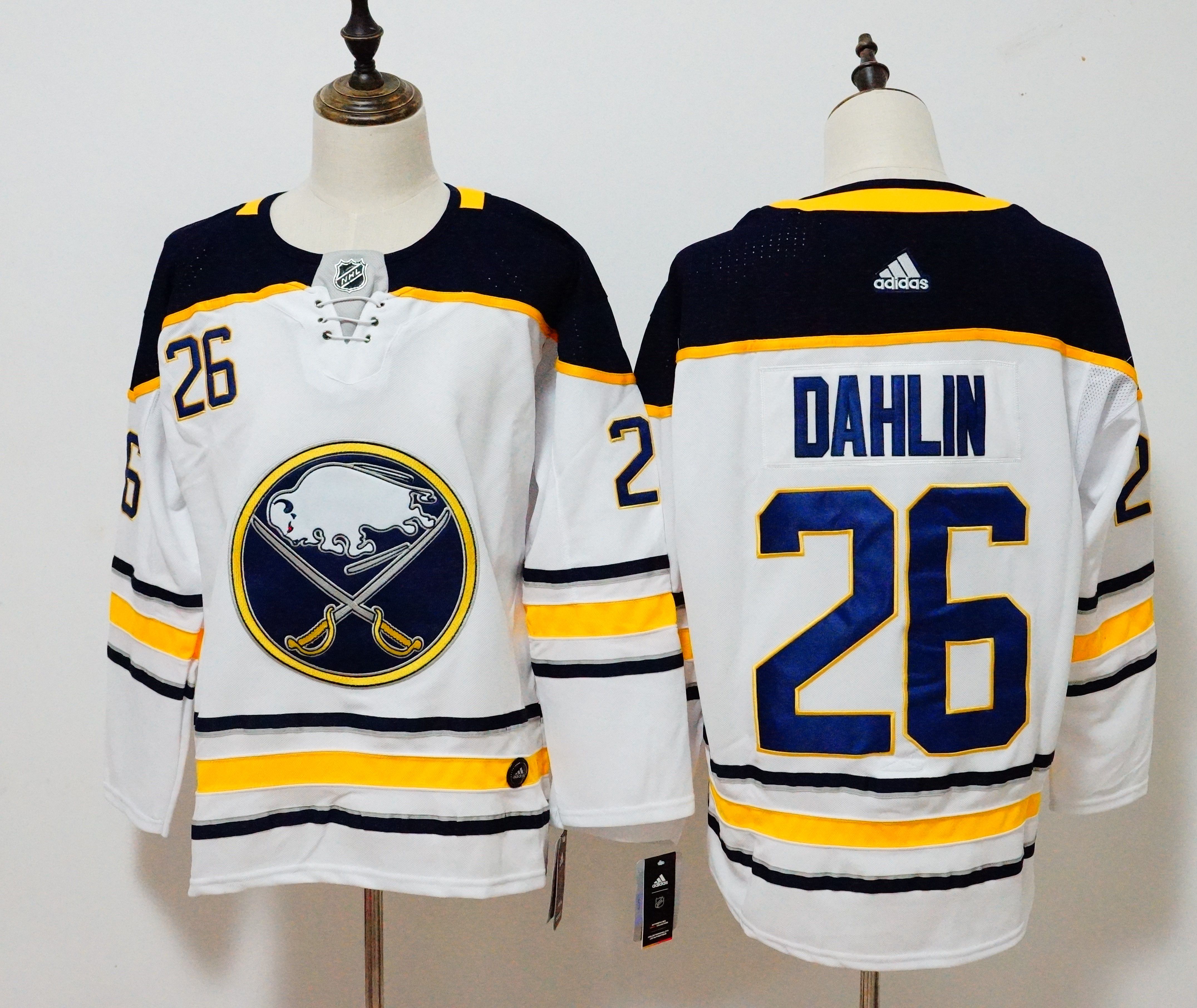 Men Buffalo Sabres 26 Dahlin White Hockey Stitched Adidas NHL Jerseys
